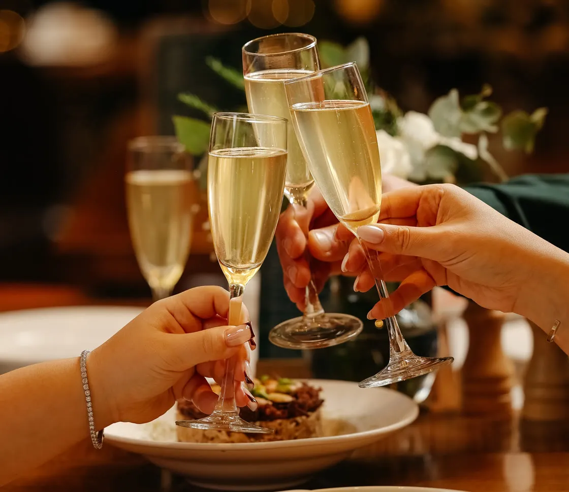 Champagne toast over dinner